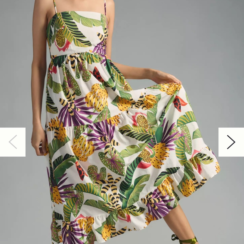 Farm Rio Striped Forest Maxi Dress